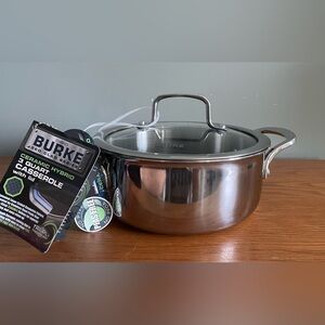 NEW David Burke Geo Clad 3 Qt Casserole Ceramic Hybrid With Lid Safe Up To 500F